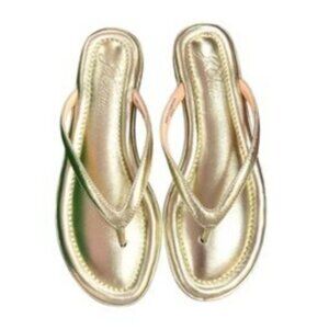 J.CREW FACTORY Women's Easy Metallic Gold Summer Flip-Flops sz 8